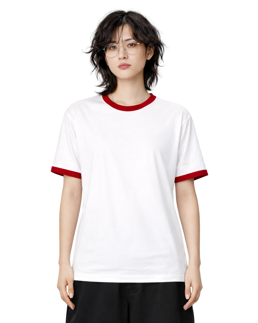 GILDAN 76600 RINGER T-SHIRT - White/Red