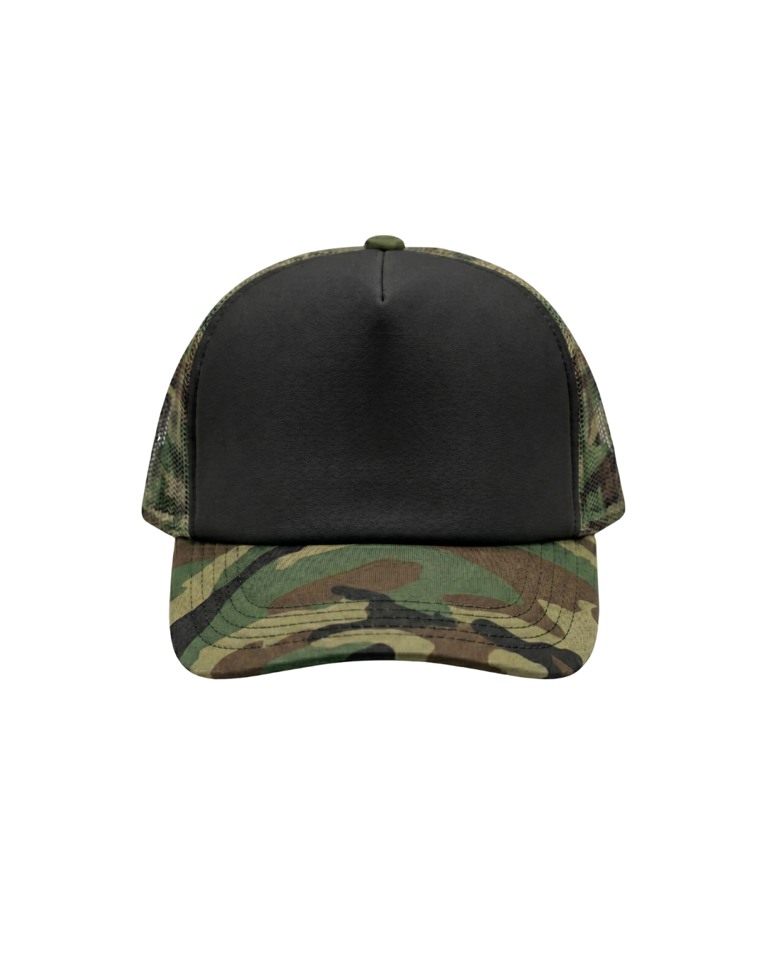 หมวกแก๊ป สีดำ-ลายพรางทหาร "Pวัฒน์" - Camo/Black